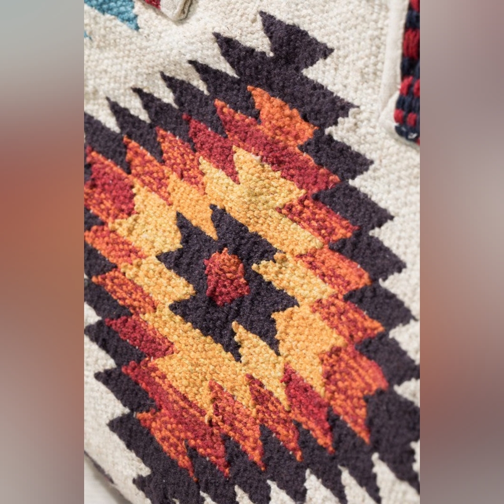 Ivory Boho Chic Travel Bag - Navajo Inspired Design - Handmade Fully Fine Cotton - Picture 8 of 13